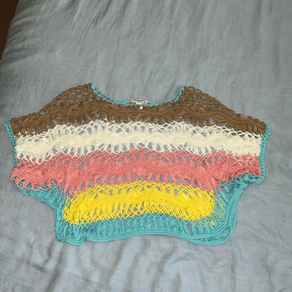 Colorful boho cropped sweater